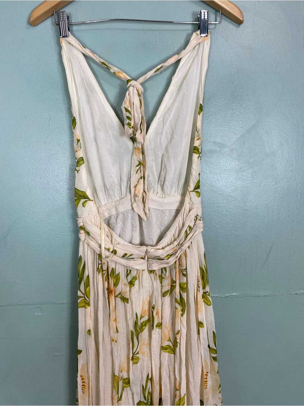 Farm Rio‎ V Neck Floral Chiffon Maxi Dress Halter Tropical Small Vacation - Picture 5 of 11